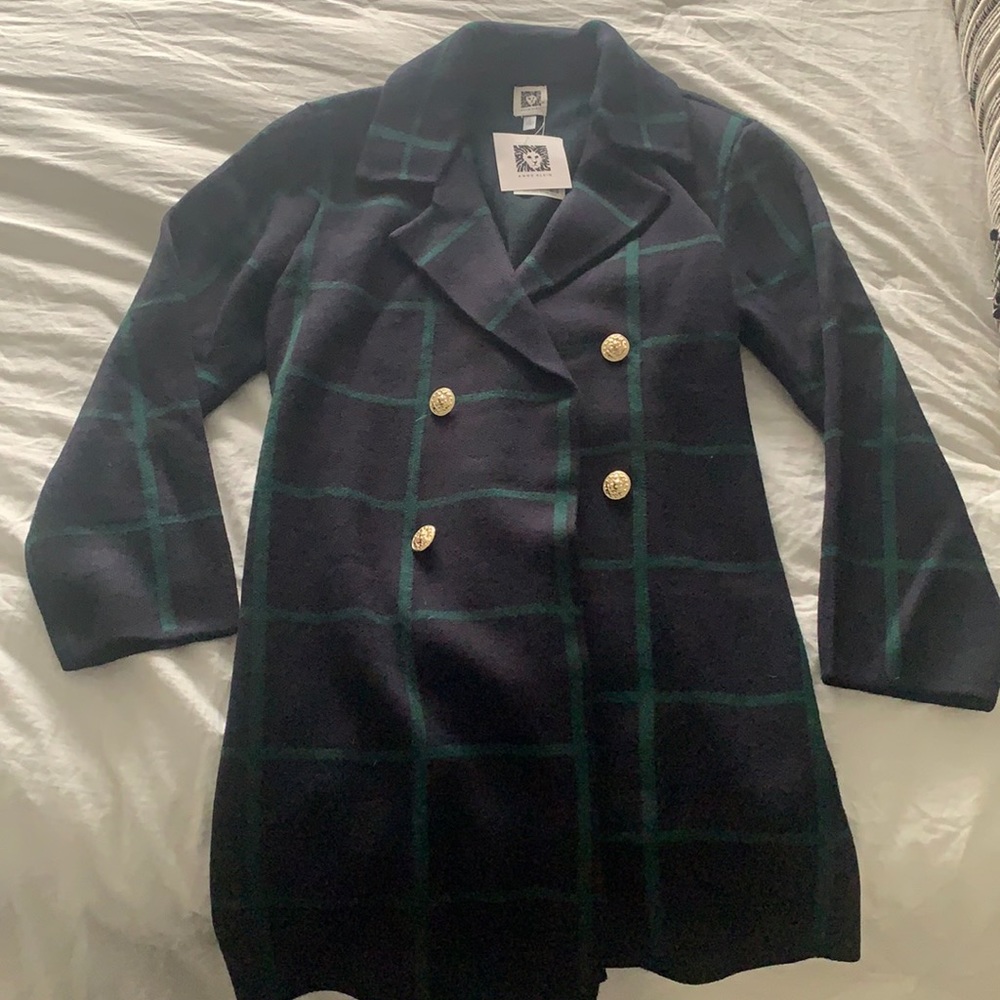 Anne Klein Double-Breasted Peacoat Cardigan NWT